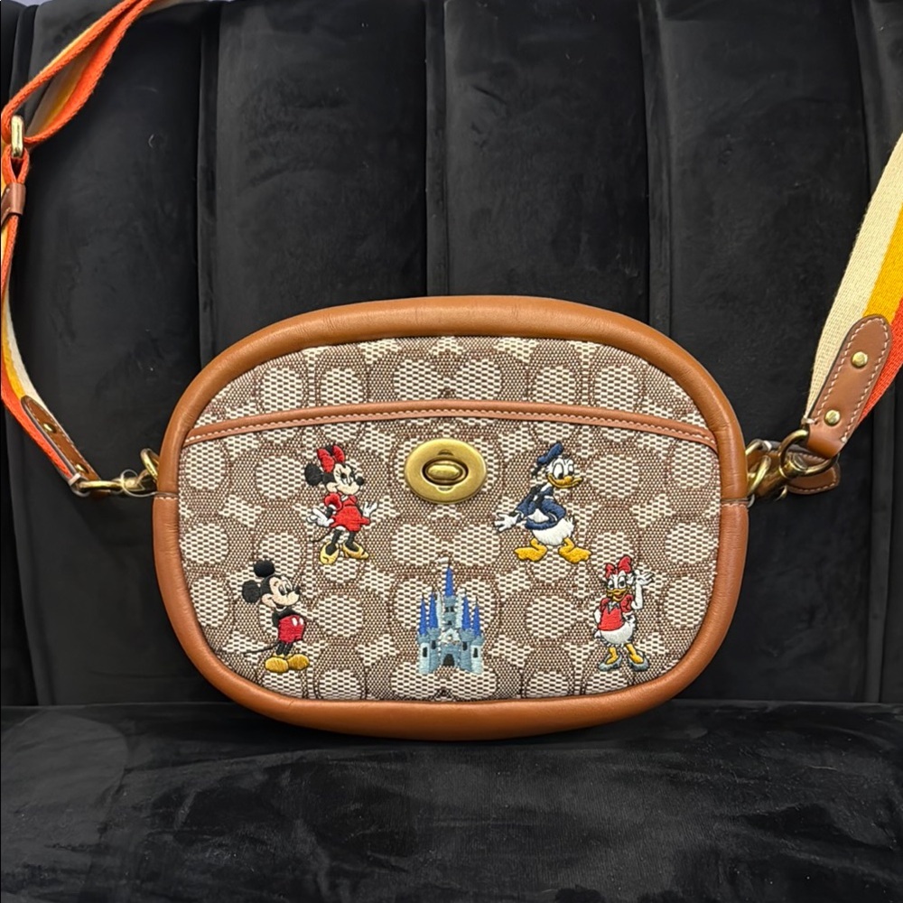 Coach Brown and Orange Crossbody Bag with Monogram